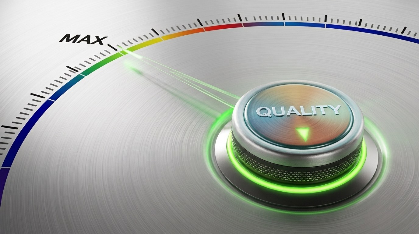 A dial labeled QUALITY turned up to the maximum setting