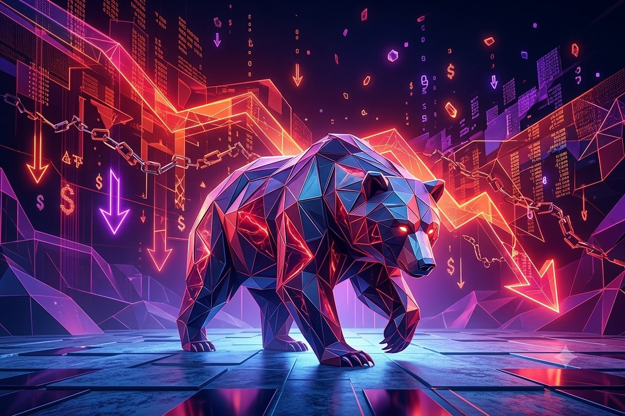 Abstract bear market visualization with declining chart lines